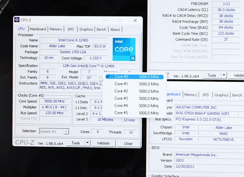 ASUS B660 Core i5-12400 OC 5.0 GHz