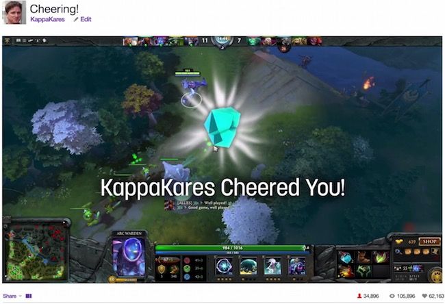 Twitch推出新功能 Cheering 送喜歡的實況主虛擬道具吧 4gamers