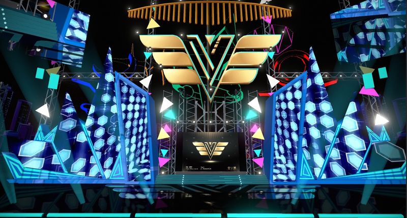 主圖：《金V獎》3D舞台設計畫面公開，開場表演將由第一屆主持人、公視VTuber二期生海月粼粼與KITSUNEKON帶來活動原創曲〈SHOW ME〉_公視提供