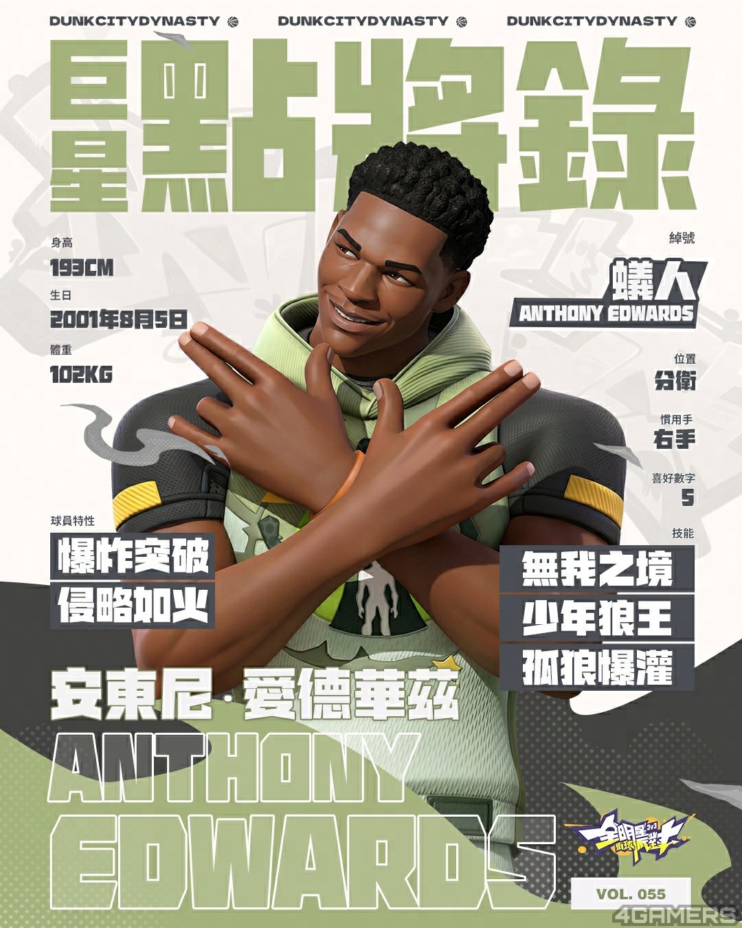 &#2229413：愛德華茲（Anthony Edwards）將在 4 月 22 日登入《全明星街球派對》