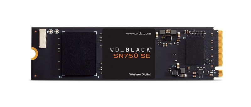 【新聞圖片一】WD_BLACK SN750 SE NVMe SSD 搭載 PCIe Gen4 技術，提供高達 3,600 MBs 的讀取速度，讓遊戲愛好者在 PC 或筆電上獲得更佳的遊戲體驗與更多的遊戲儲存空間。