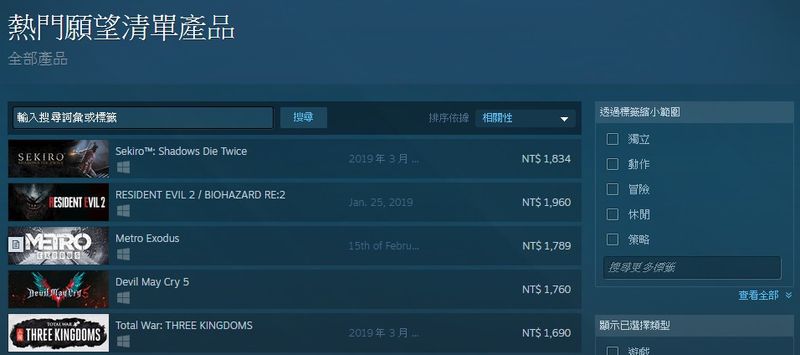 Steam 熱門願望清單 功能發現 隻狼 惡靈古堡re 2 名列前茅 4gamers